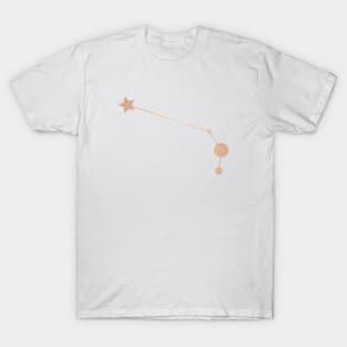 Aries Zodiac Constellation in Rose Gold T-Shirt